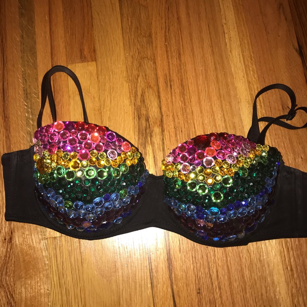 Rainbow rave bra